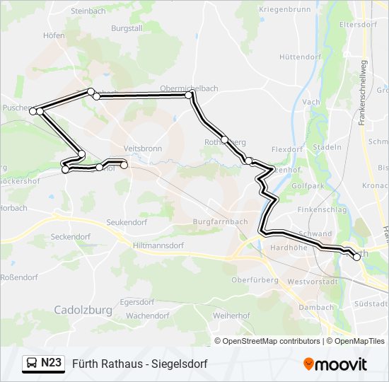n23 Route Fahrpläne, Haltestellen & Karten Nightliner (Aktualisiert)
