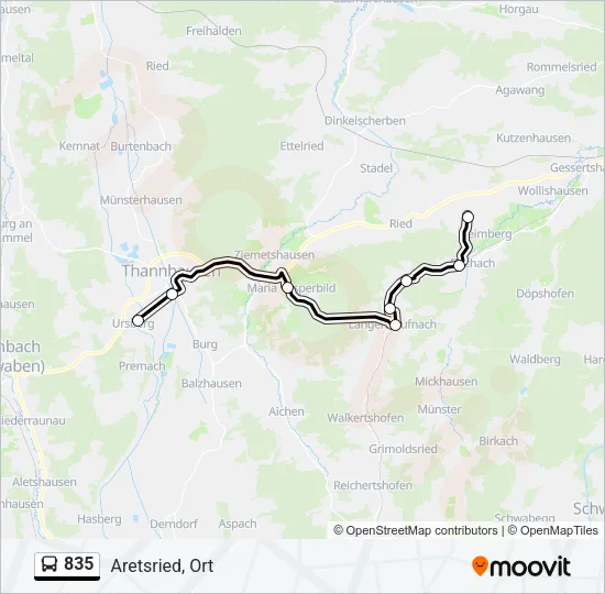 Автобус 835: карта маршрута