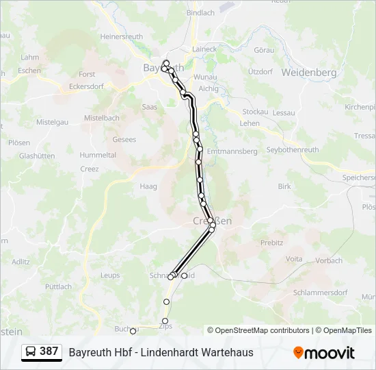387 Bus Line Map