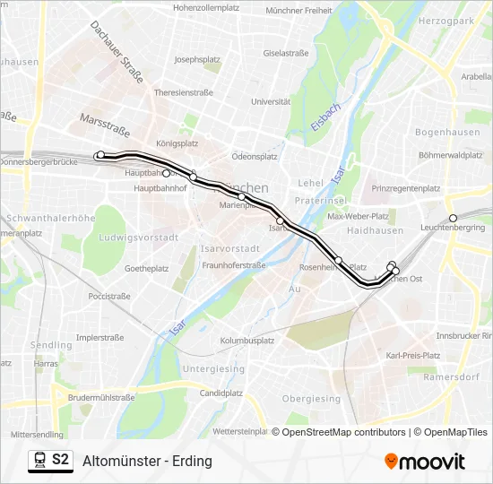Поезд S2: карта маршрута