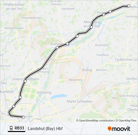 Поезд RB33: карта маршрута