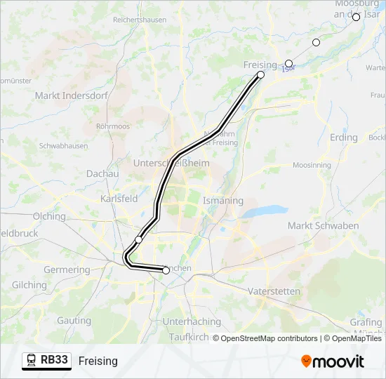 Поезд RB33: карта маршрута
