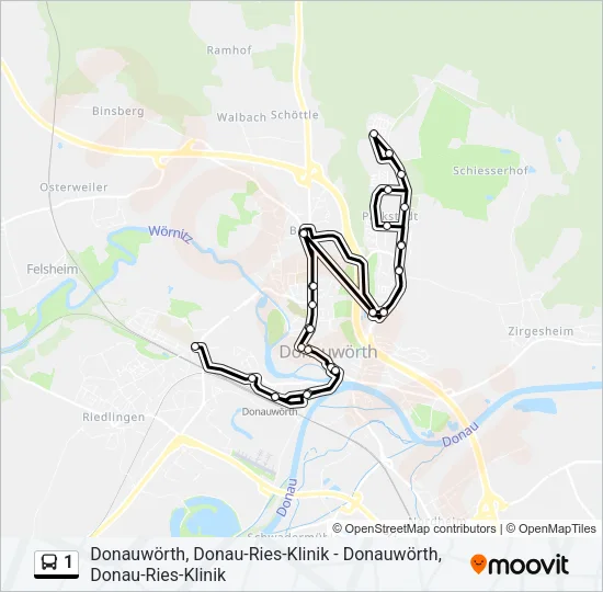 Автобус 1: карта маршрута