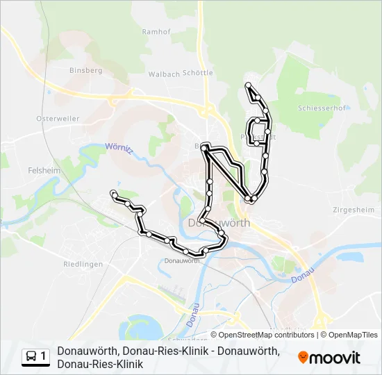 Автобус 1: карта маршрута
