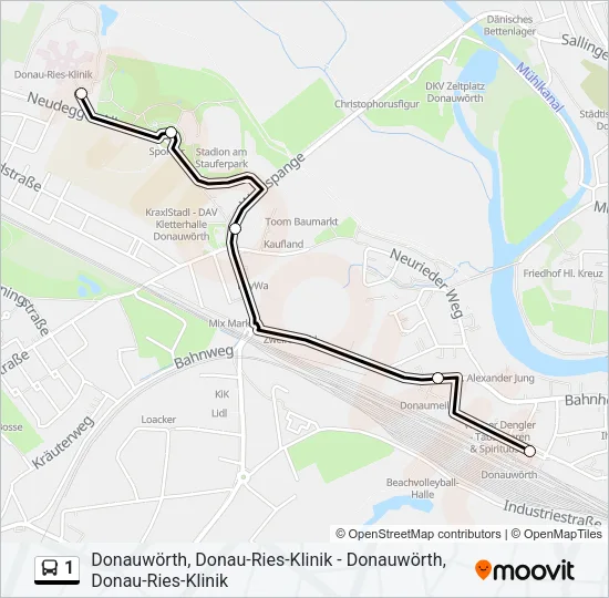 Автобус 1: карта маршрута