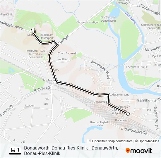 Автобус 1: карта маршрута