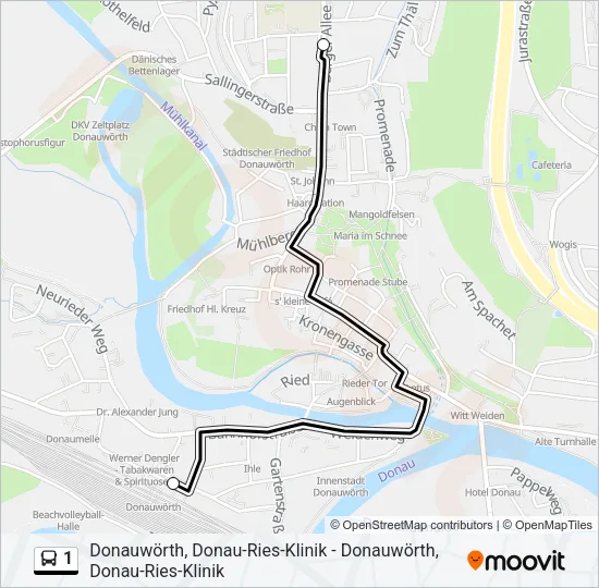 Автобус 1: карта маршрута