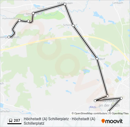 Автобус 207: карта маршрута