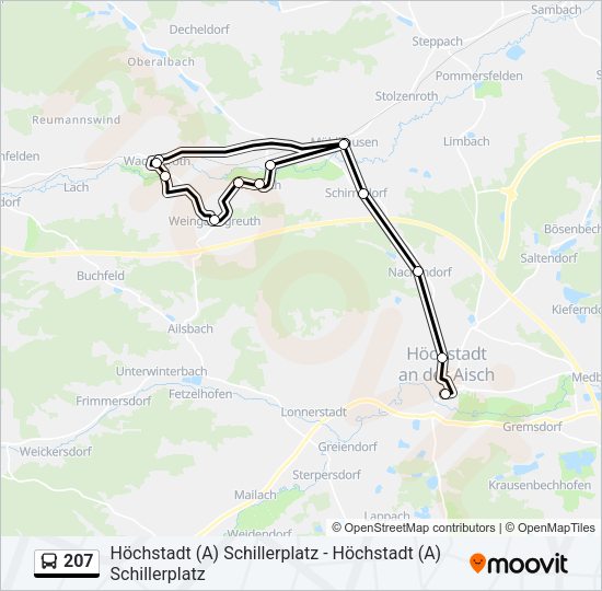 Автобус 207: карта маршрута