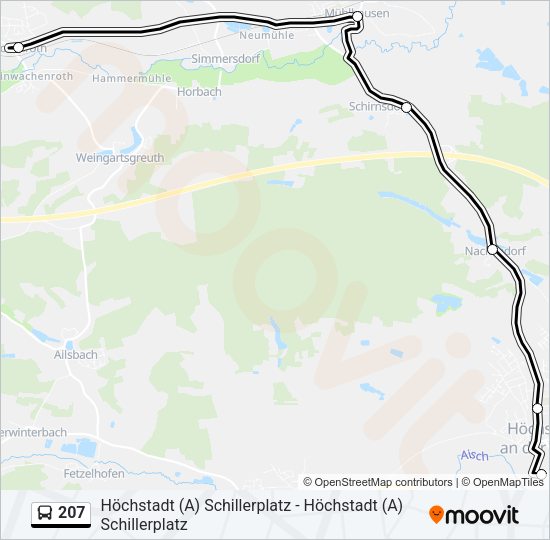 Автобус 207: карта маршрута