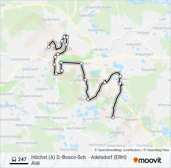 Автобус 247: карта маршрута