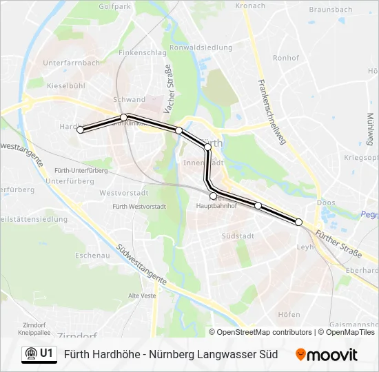 Метро U1: карта маршрута