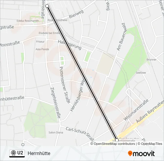 U2 Subway Line Map
