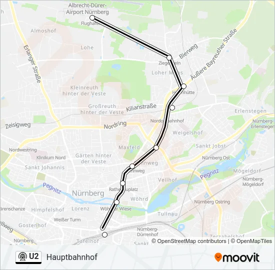U2 Subway Line Map