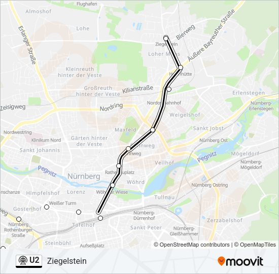 Метро U2: карта маршрута