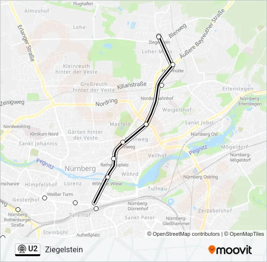 U2 Subway Line Map