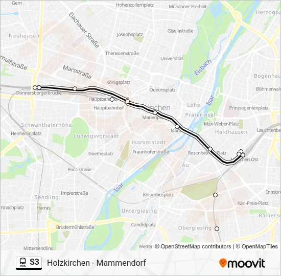 Поезд S3: карта маршрута