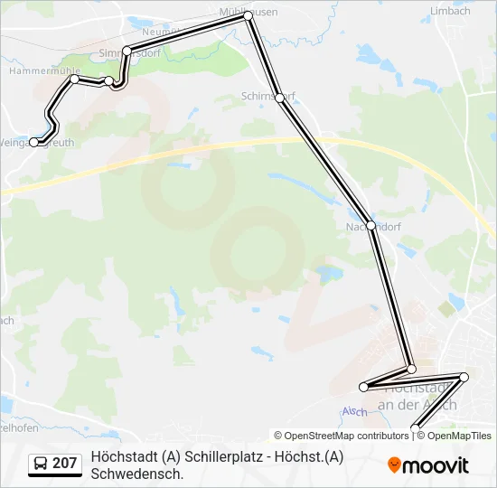 Автобус 207: карта маршрута