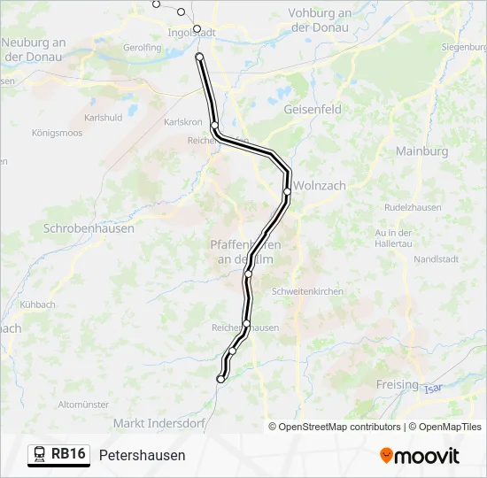 Поезд RB16: карта маршрута