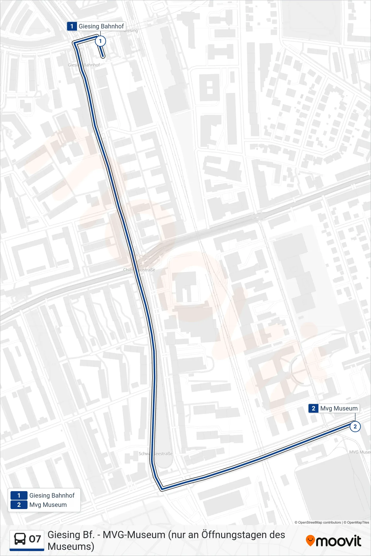 Linie O7 (Bus) Richtung Mvg Museum: Route und Haltestellen auf der Karte