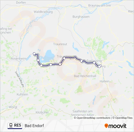 Поезд RE5: карта маршрута