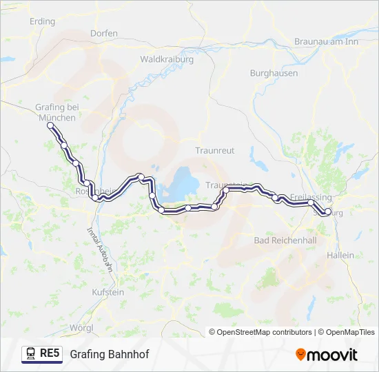 Поезд RE5: карта маршрута