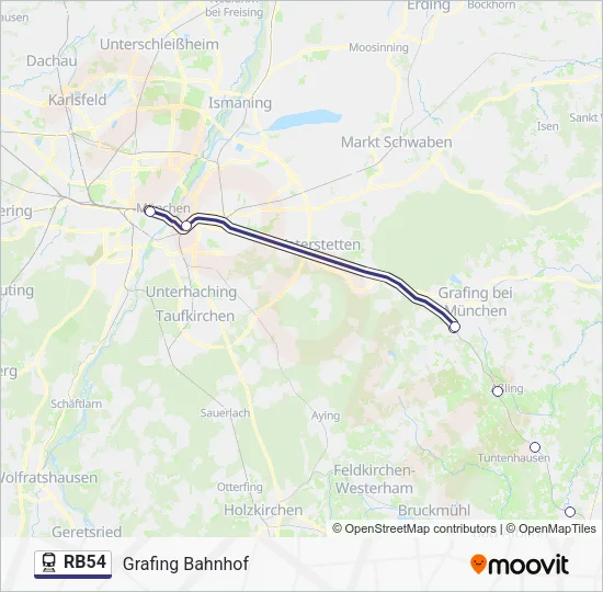 Поезд RB54: карта маршрута
