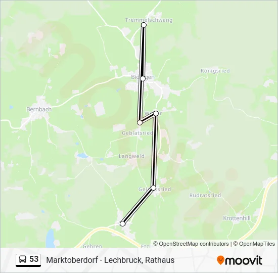Автобус 53: карта маршрута
