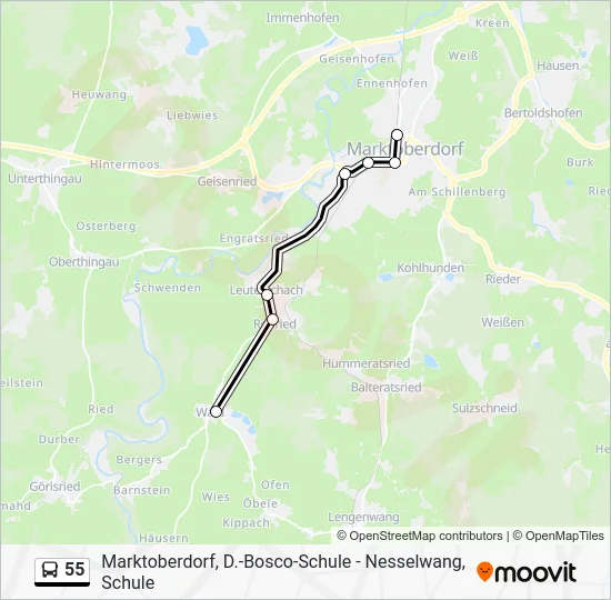 Автобус 55: карта маршрута