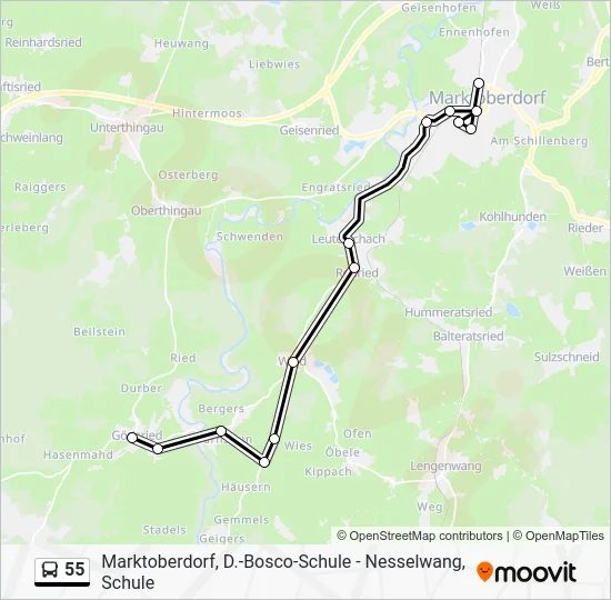 Автобус 55: карта маршрута