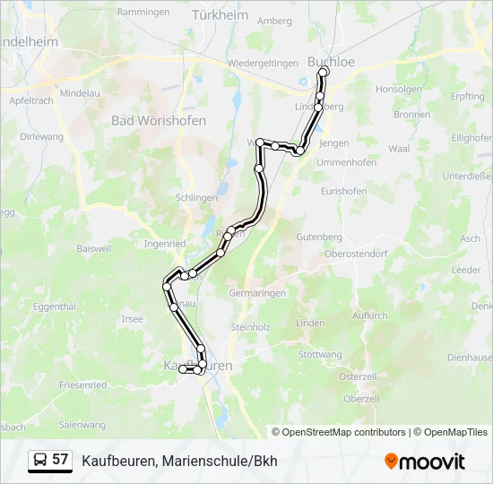 Автобус 57: карта маршрута