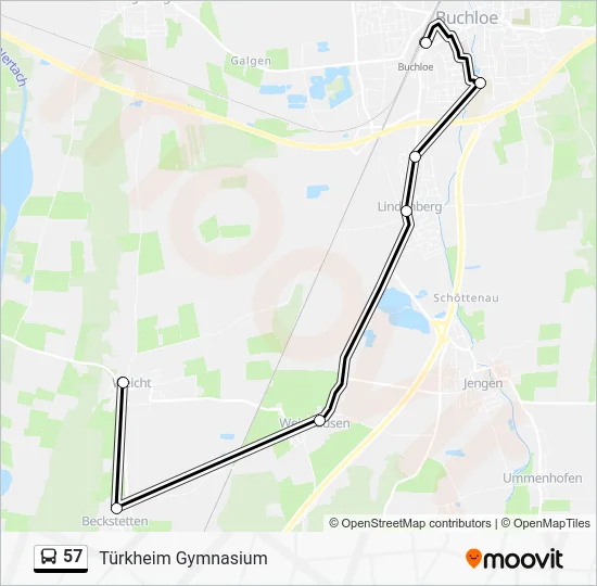 Автобус 57: карта маршрута