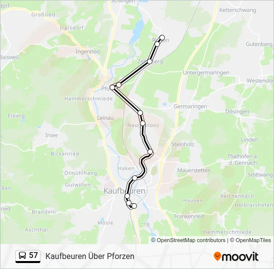 Автобус 57: карта маршрута