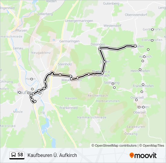 Buslinie 58 Karte