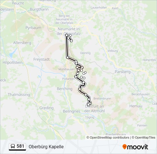 Автобус 581: карта маршрута