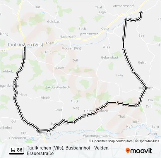 86 Bus Line Map