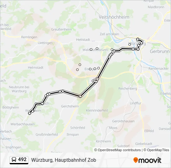 Автобус 492: карта маршрута