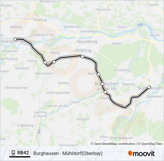 Поезд RB42: карта маршрута