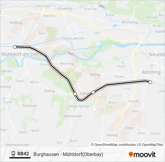Поезд RB42: карта маршрута