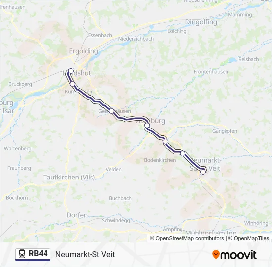 Поезд RB44: карта маршрута