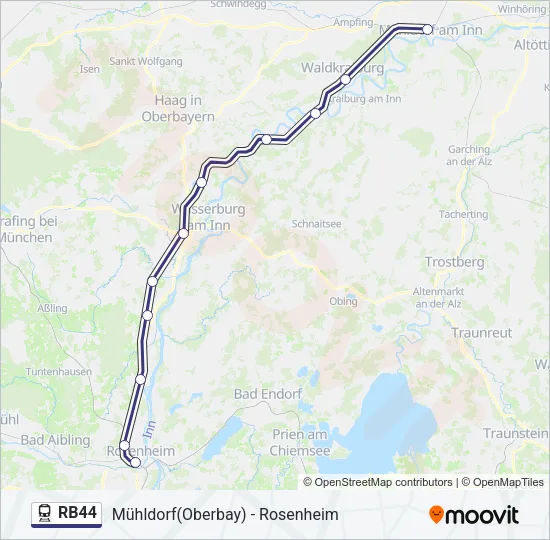Поезд RB44: карта маршрута