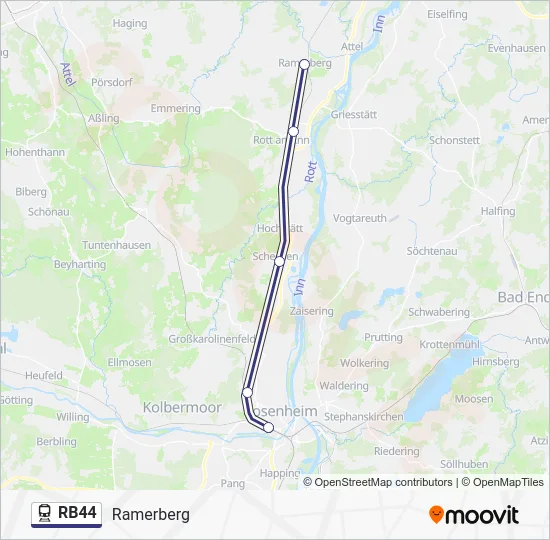 Поезд RB44: карта маршрута