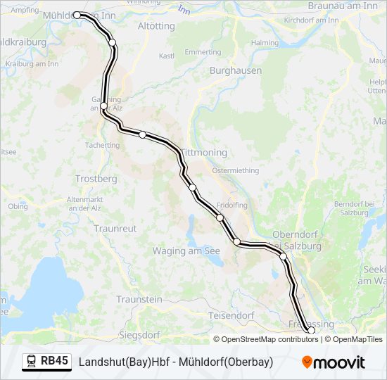 Поезд RB45: карта маршрута