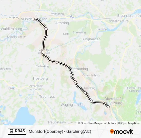 Поезд RB45: карта маршрута