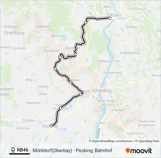 Поезд RB46: карта маршрута