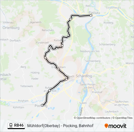 Поезд RB46: карта маршрута