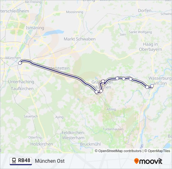 Поезд RB48: карта маршрута