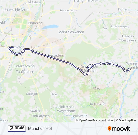 Поезд RB48: карта маршрута