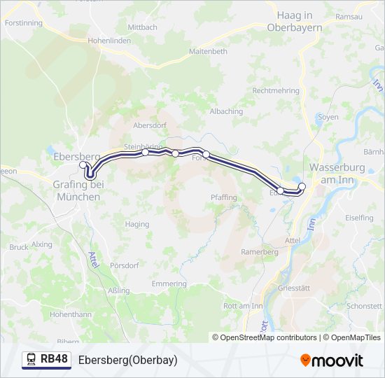 Поезд RB48: карта маршрута