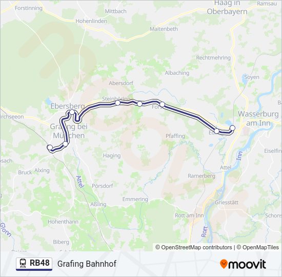 Поезд RB48: карта маршрута